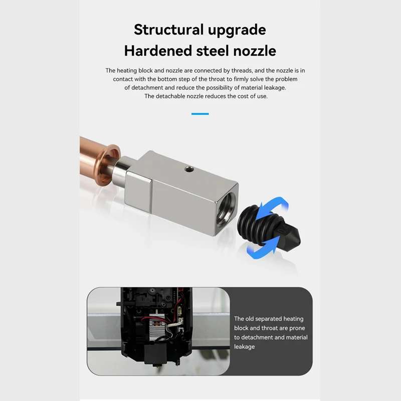 Dla Anycubic Kobra 3 2.0 Hotend Kit Nowa aktualizacja Hotend dla Kobra 3 Combo Drukarka 3D Mosiądz Miedź Dysza ze stali hartowanej