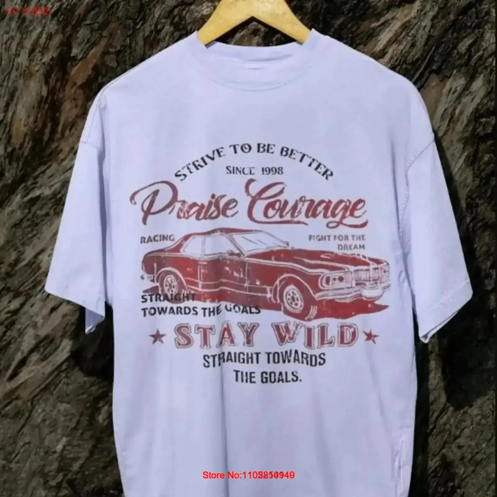 

Praise Courage Stay Wild Ретро Автомобильная футболка Винтаж Монако Мытая дизайнерская одежда уличная одежда Удобная графика homme vintage