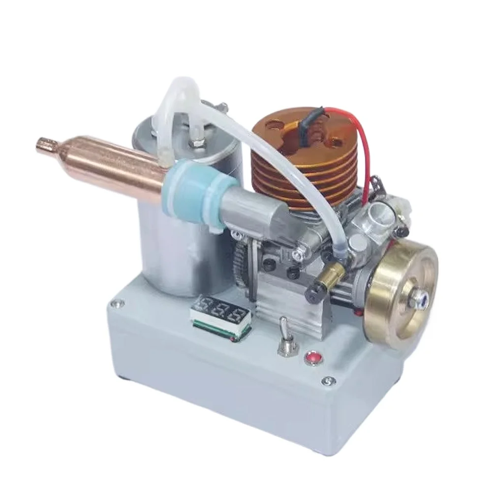 18 Grade Methanol Engin Copper Flywheel Straight Exhaust Pipe Voltage Voltage Display Switch Miniature Engine Model Pull Start