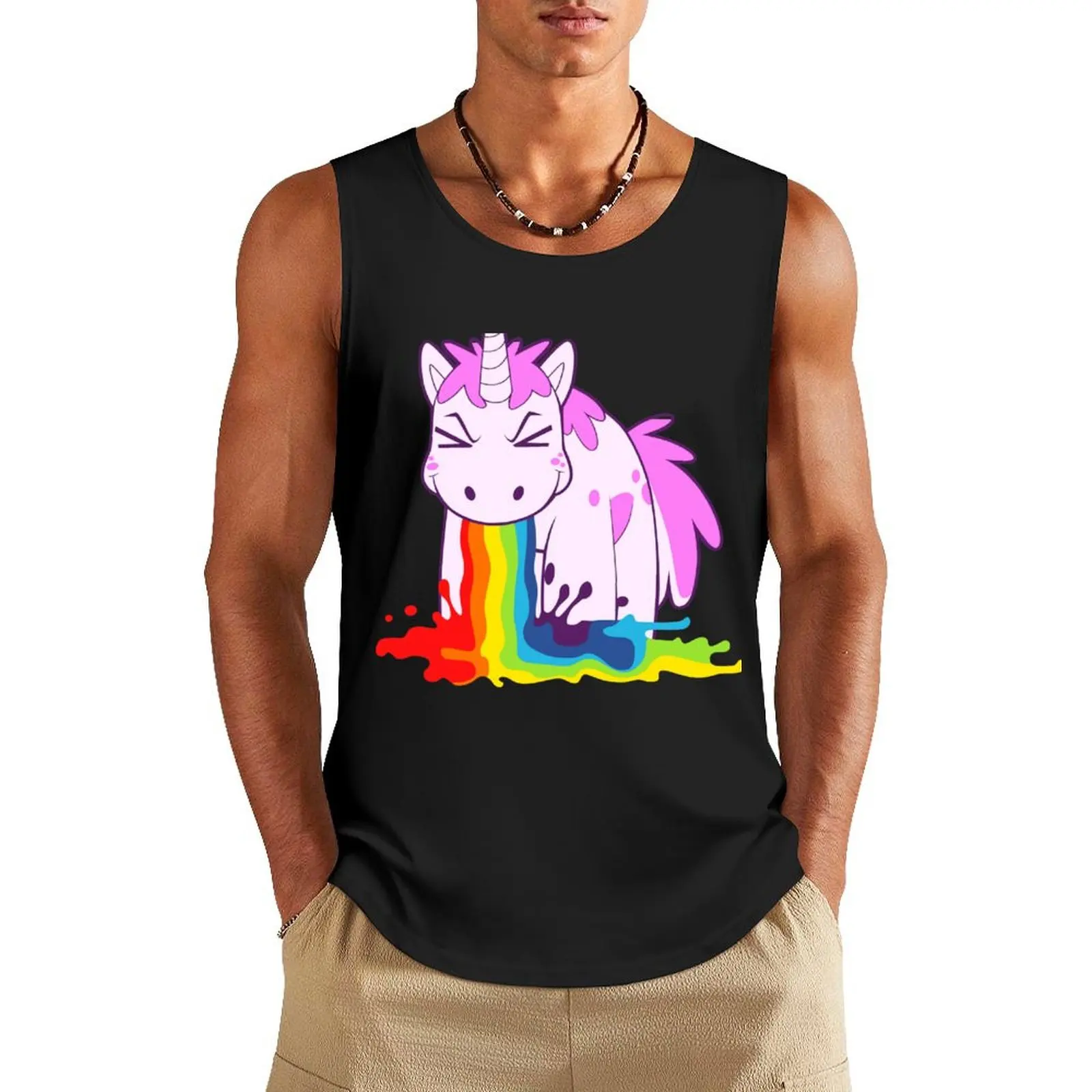 

Unicorn 'I Puke Rainbows!' Tank Top quick-drying t-shirt Men's gym articles running shirt underwear gym training accessories