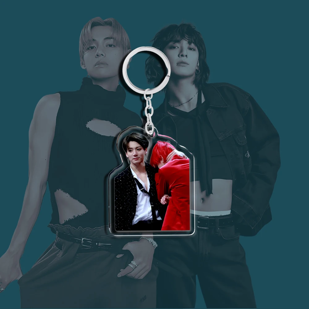 5CM Acrylic Kpop Keychain LAYOVER Album GOLDEN FRIVENS V SEVEN Key Ring Pendent Teakook Fun Gifts Accessories Merch Vkook