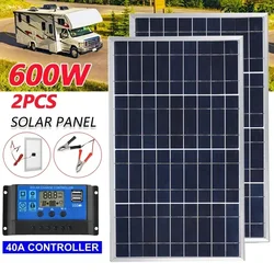 Kit pannello solare 600W completo 12V policristallino USB Power portatile esterno ricaricabile generatore solare a celle solari per la casa