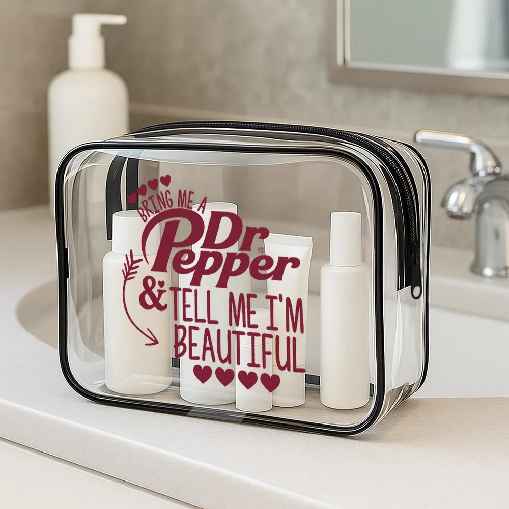 Transparent Makeup Bag for Women - Large Cute Travel Toiletry Organizer for Beach & Weekend Perfect Gift for Girlfriend