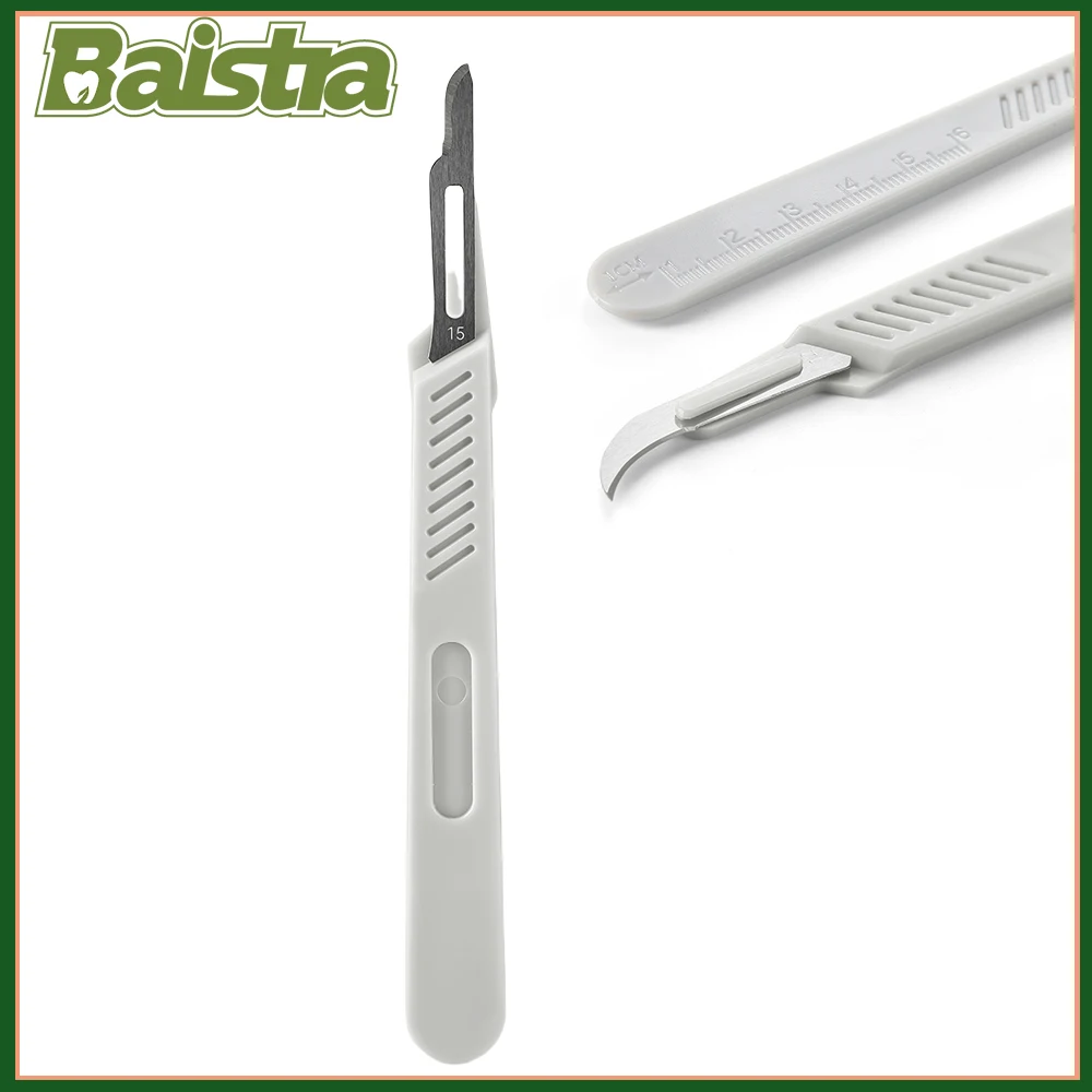 

10 шт./кор. стоматологические стерильные скальпели с карбоновыми лезвиями и пластиковой ручкой 10 # 11 # 12 # 15 # Лабораторный инструмент для резьбы по стоматологии AZDENT