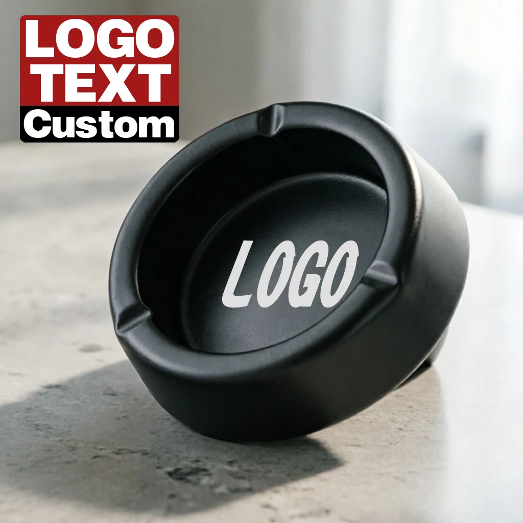 

5-10 Pcs Black Metal Ashtray Personalized Cigarette Ashtray Durable Smoke Tray for Home Office Laser Engraving Logo Free Custom