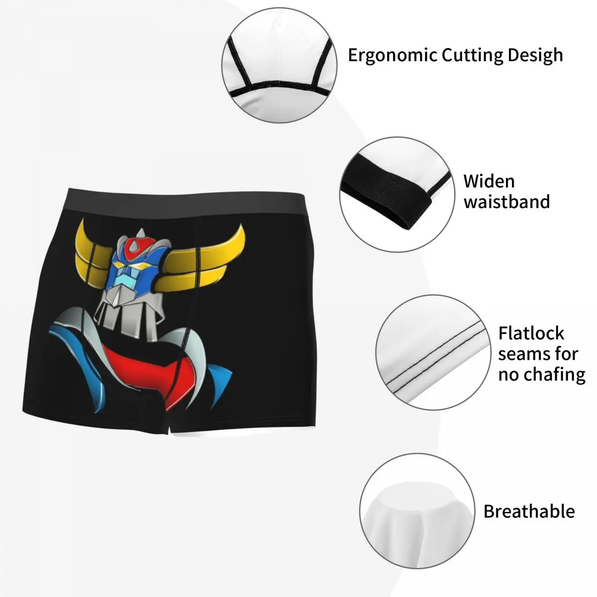 Custom Novelty Goldorak Ufo Robot Grendizer Boxers Shorts Panties Male Underpants Breathbale Briefs Underwear