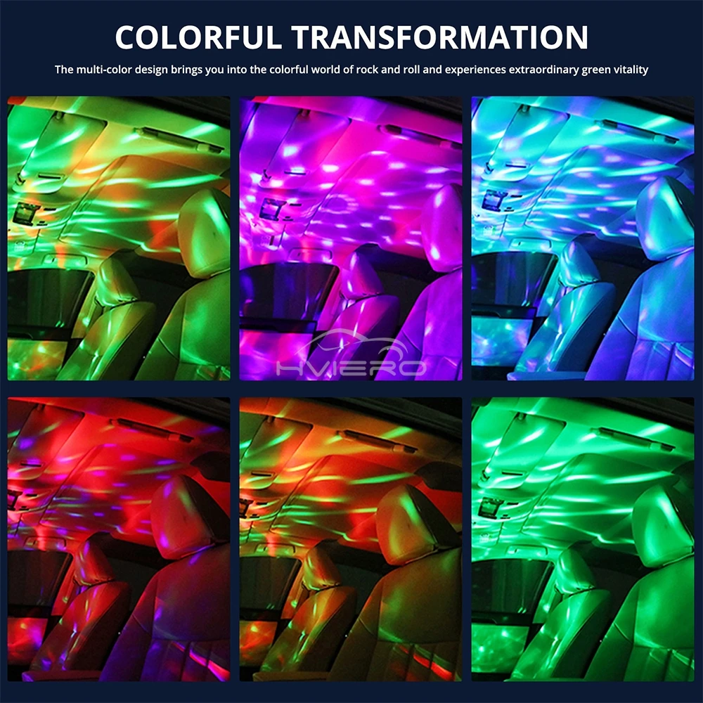 Car USB Ambient Light DJ RGB Mini Colorful Music Sound Led Apple USB Interface Holiday Party Atmosphere Interior Dome Trunk Lamp image 4