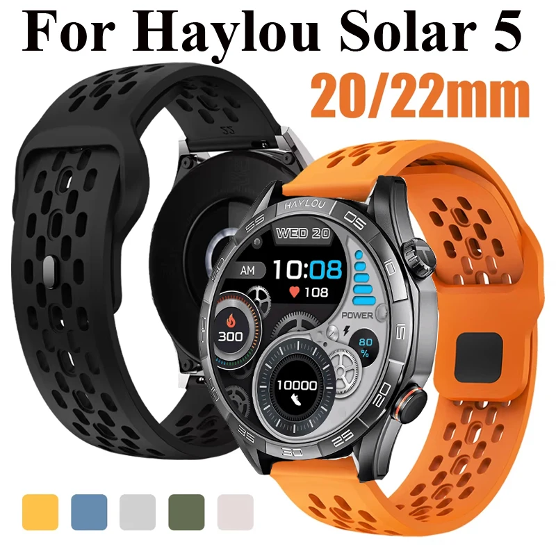 Pulseira de silicone respirável de 20mm 22mm para haylou solar 5/solar ultra/neo band para haylou watch 2pro/4 4S/rs5 r8 s8 s6/rs4 rs4 plus
