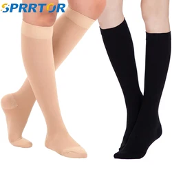 Chaussettes de soutien de mollet hautes pour femmes et hommes, chaussettes fermées Parker, compression graduée, 23-32mmHg