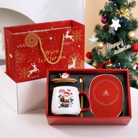 2025 Christmas Gift Set: Warm 55℃ Ceramic Mug with Lid featuring Santa Claus for Office or Home Use