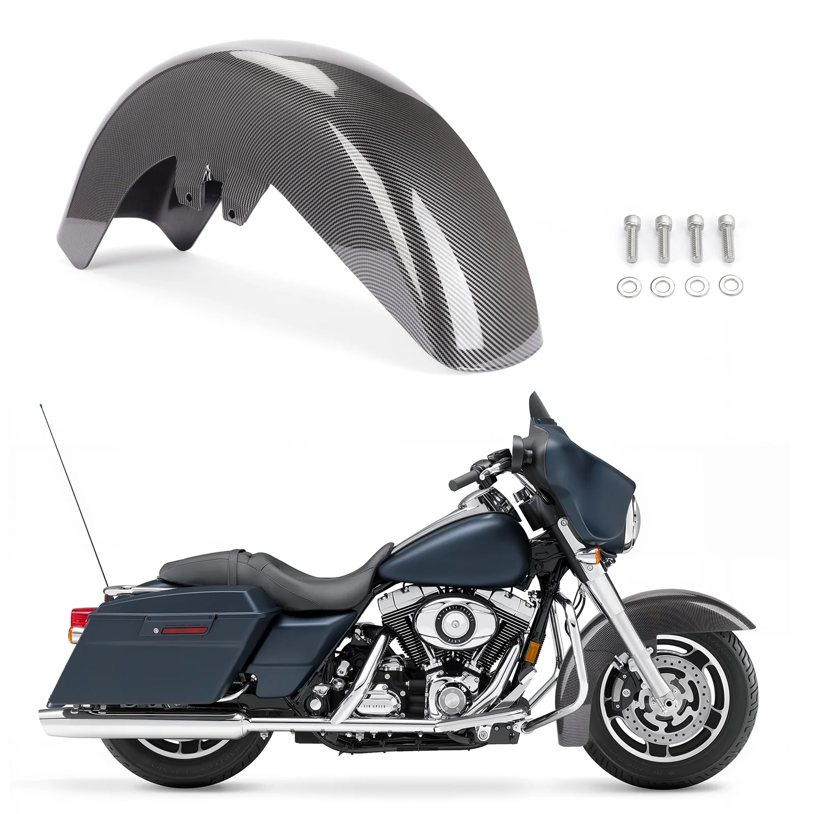 

Motorcycle Front Fender + Mounting Hardware for Harley Touring 1989-2013 Electra Glide/ Street Ultra Road Glide/ Road King