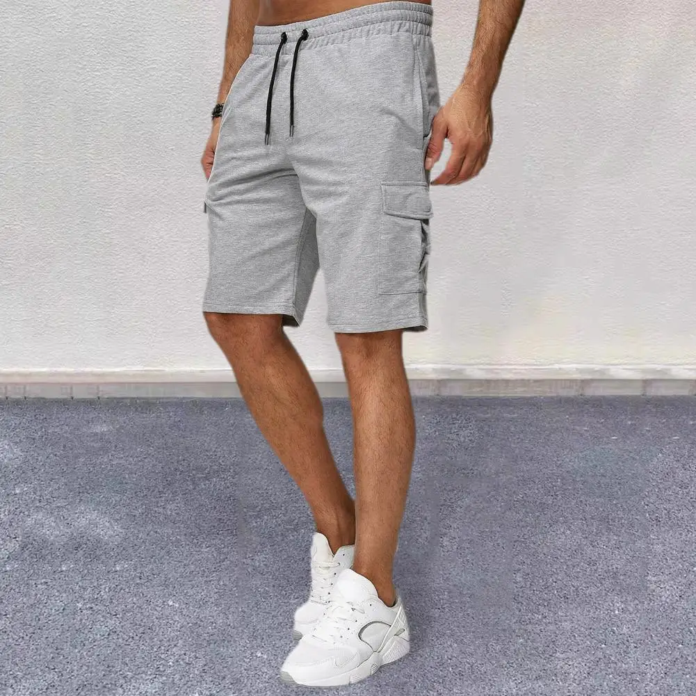 Short cargo à taille élastique pour homme avec poches renforcées, short décontracté durable, cordon de serrage élastique pour le fitness