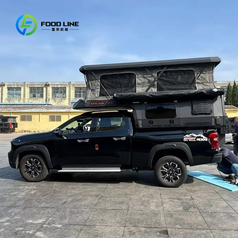 Customized Pop Up Roof Truck Bed Camper Shell Aluminum Body Side Storage Boxes for Overland Travel Camping Bulk Order Off Road