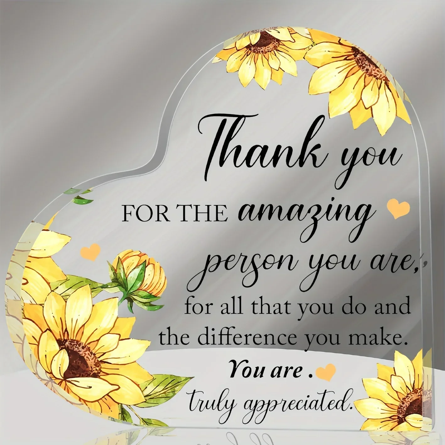 Appreciation Heart Acrylic Sign, Meaningful Thank You Gift For Coworker Friend Mentor - Thank You Gift for Desk, Birthday Retirement Easter Appreciation Decor