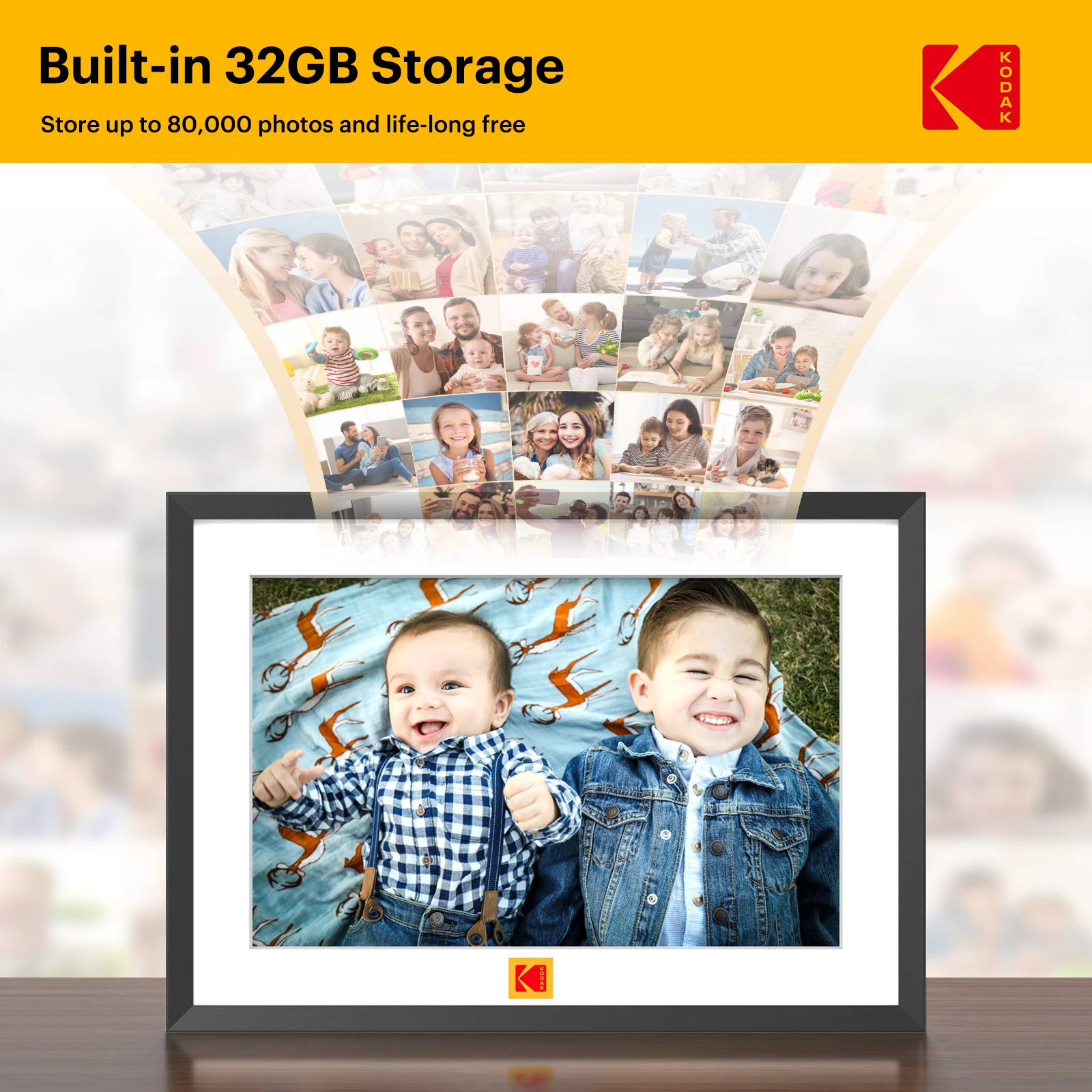 Kodak 10.1 Inch Smart WiFi Digital Picture Frame, 800*1280 HD Touch Screen With Removable Bracket,Supports Type-c power supply