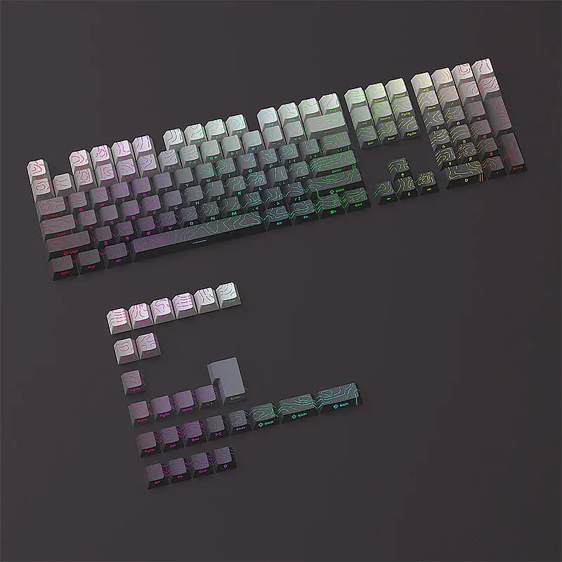 

130 Keys Contour Line Keycaps Side Engraving Chreey High-value Sublimation Translucent Keycap for Made68 Mad68 Wooting 60