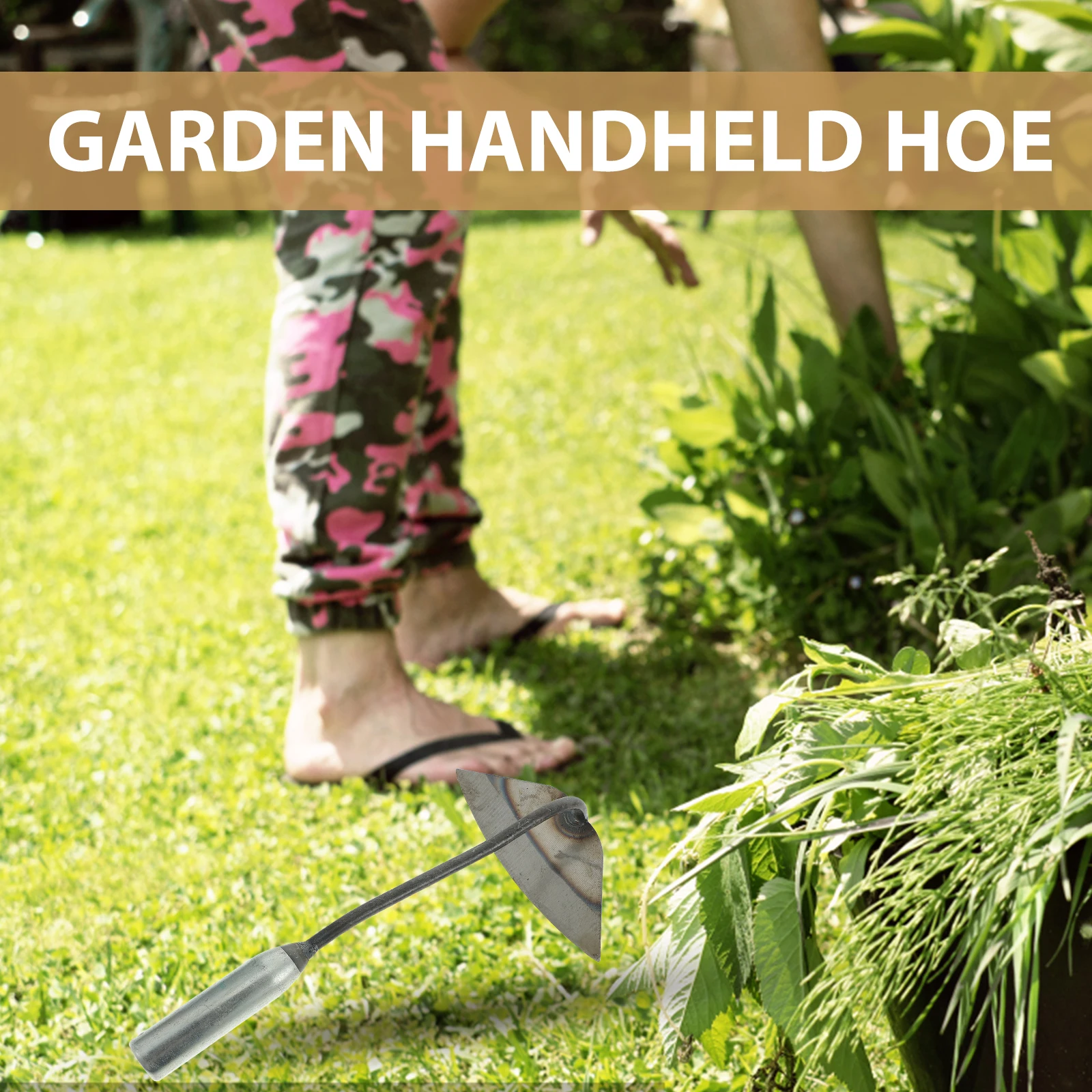 

Garden Handheld Long Handle Weeding Tool Iron Hoe for Gardening Lawn Soil Loosening Planting Hoeing Tool Shovel Spade