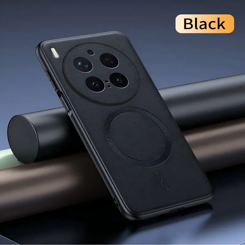 

For VIVO X300 Pro Magnetic Case Luxury Leather Texture for Magsafe Wireless Charging Light Thin Shockproof Bumper Back Cover