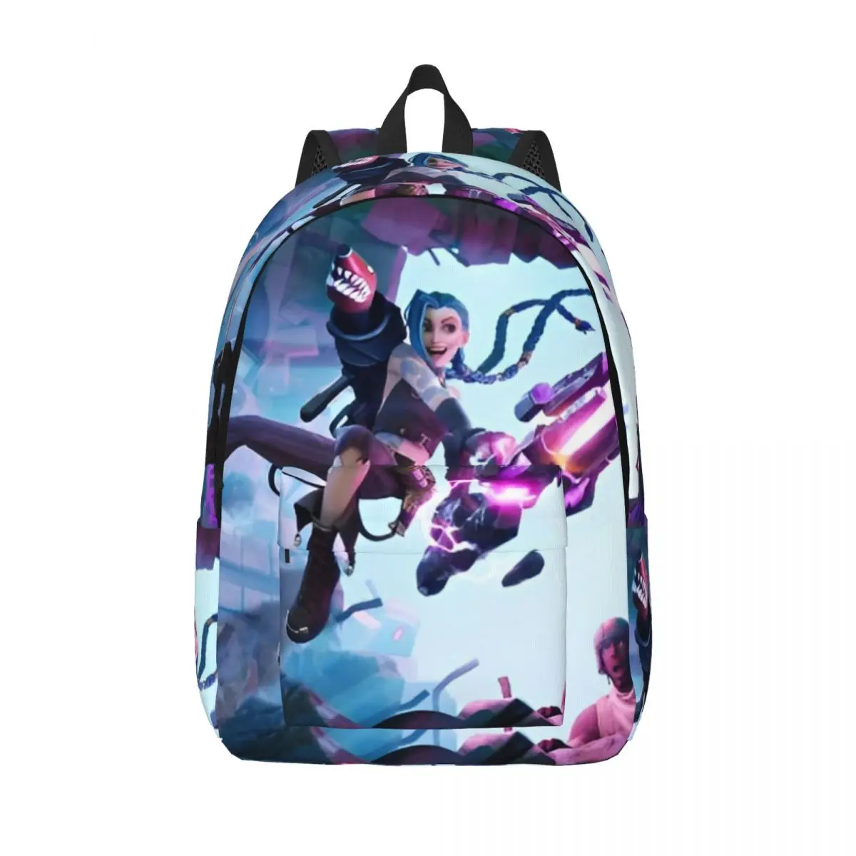 Jinx LOL Anime Casual Backpack Sports High School Business Arcane Game Daypack for Men Women Laptop Computer Canvas Bags