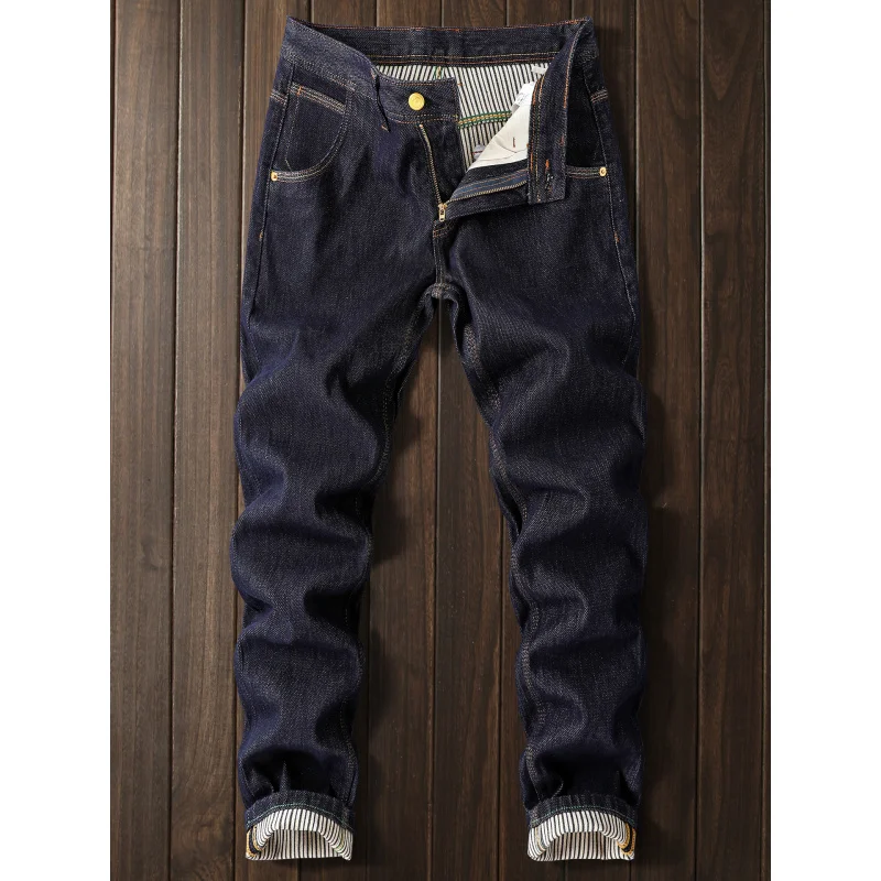 2025New Japanese Style Color Jeans Men High-End Trendy Retro Washed Casual Slim Straight Spring and Autumn Pants