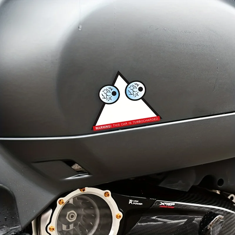 1PC Unique Turbocharged Warning Decal, Brainy Eyes Look, Suitable for Turbo Car, Motorcycle & Racing Gear