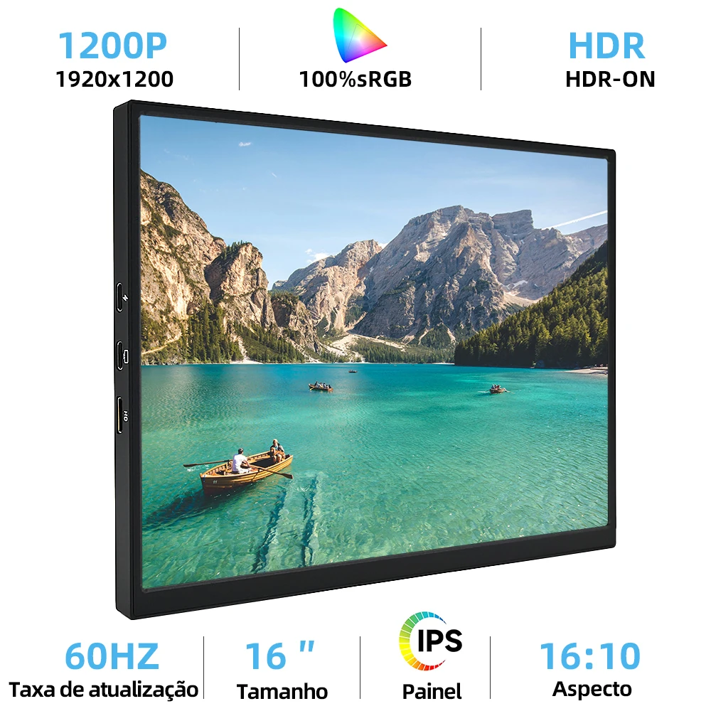 Monitor Portátil ZSUS 16 Polegadas (1920*1200P) 60Hz Para Laptop, XBox, PS4/5, Switch, Caixa de TV, Celular e PC 1920x1200 Portatil
