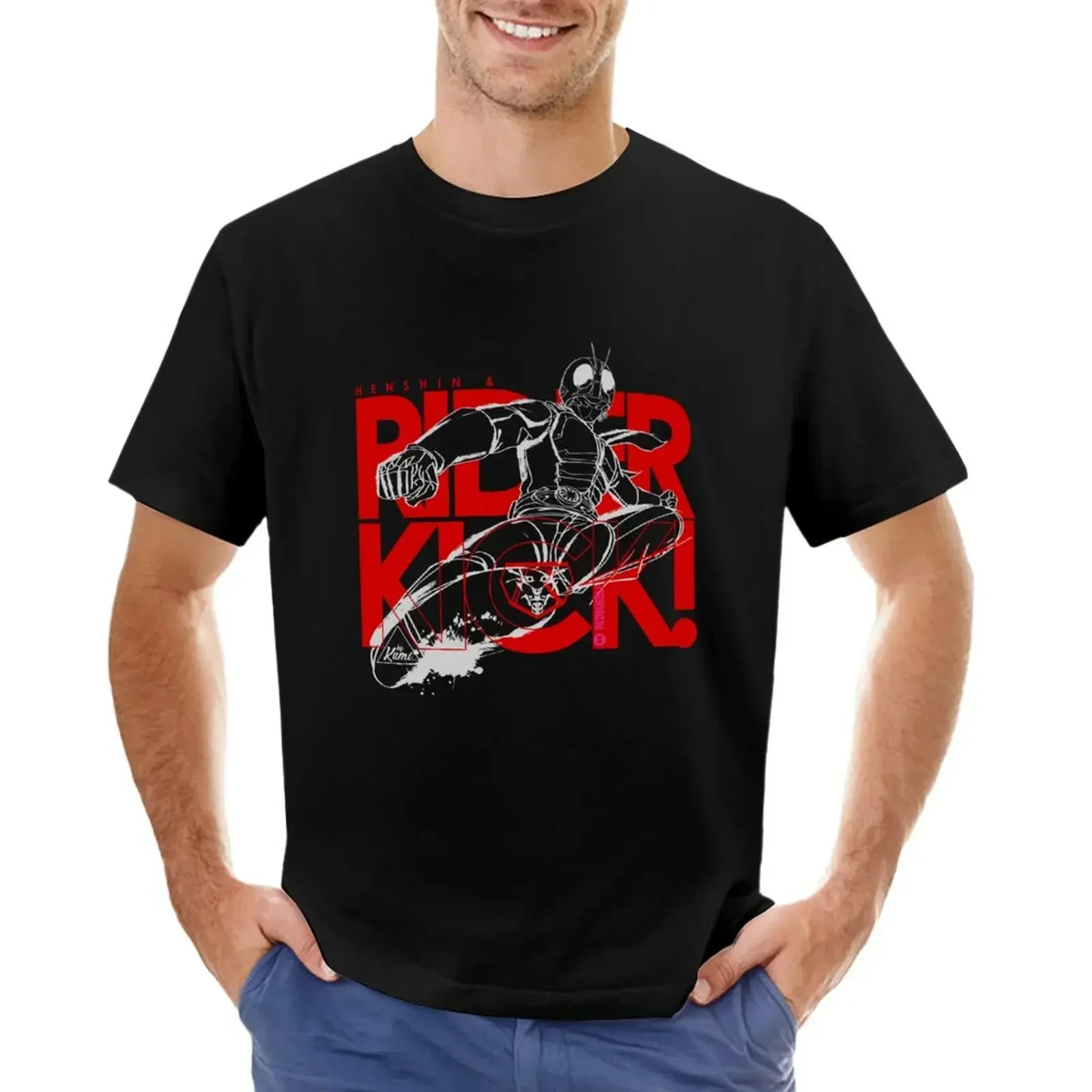 Hen-Shin & Rider Kick! T-Shirt cute tops summer tops plus size men clothing