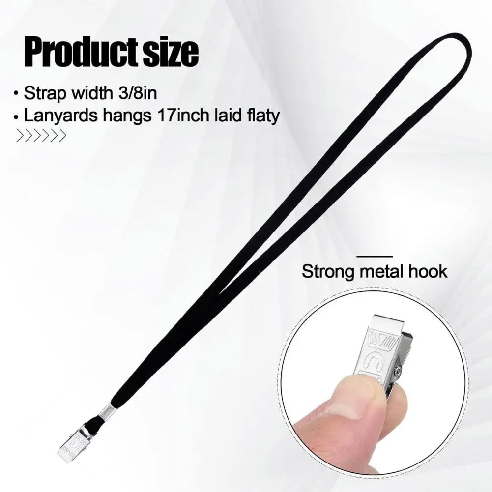 20개 45cm 신분증 홀더 끈 포함 투명 이름표 배지 홀더 및 클립이 있는 목걸이 끈 사무실 학교 행사용