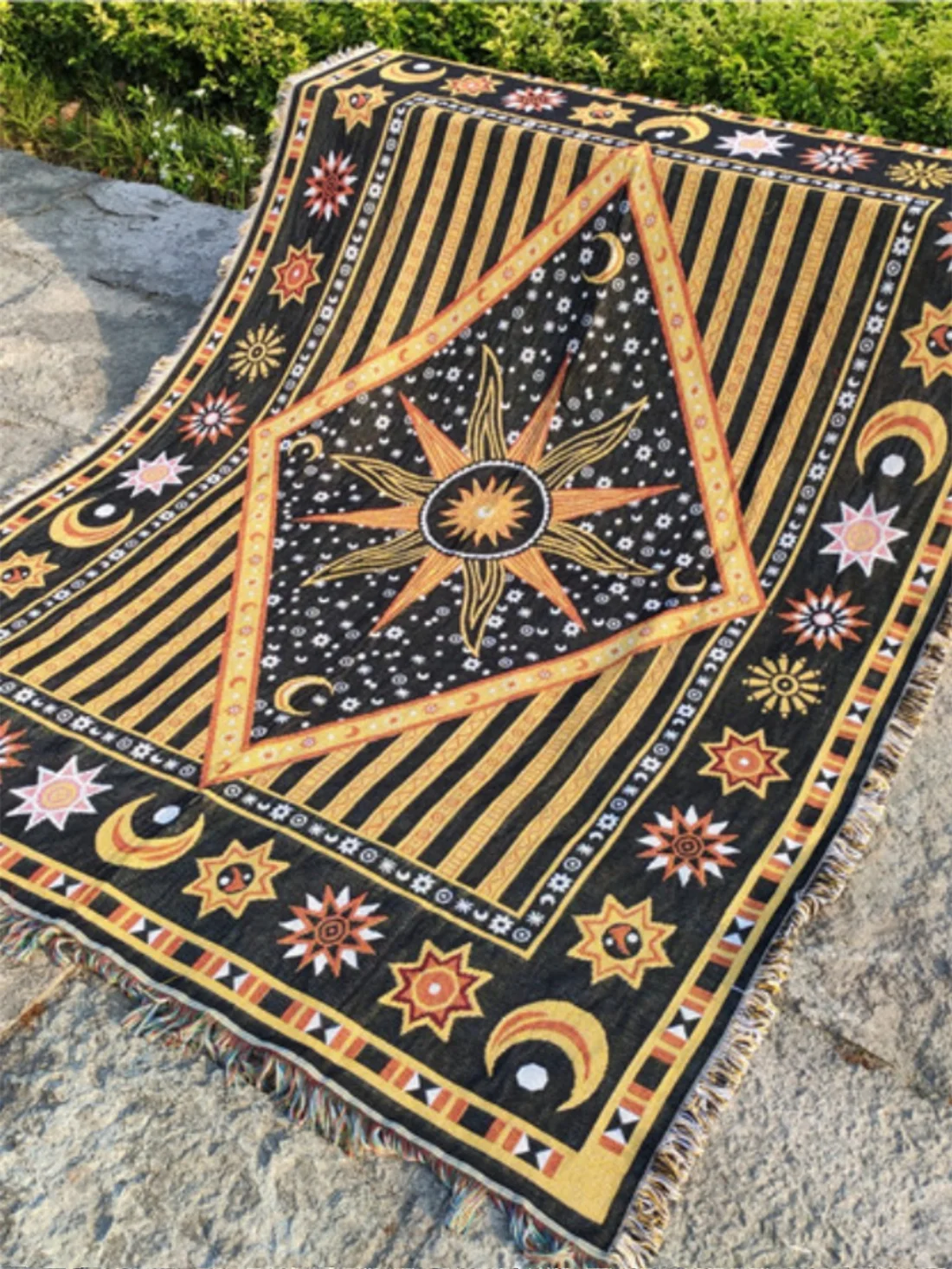 Bohemia Sun Moon Thread Blanket Throw Tapestry Sofa Cover Picnic Camping Blanket Nap Leisure Bedspread