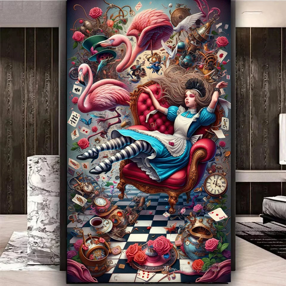 

Large Size diy Diamond Painting Cartoon Movie Portrait Modern Wonderland Girl Cross Stitch Crystal DIY Painting Christmas Gift