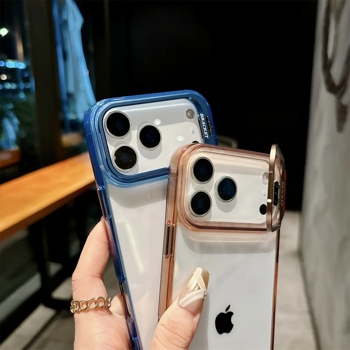 Transparente Hartschalen-Handyhülle für iPhone 18 17 Air 16 15 Plus 14 13 12 Pro Max mit Metallhalterung, Stoßfeste Schutzhülle – Detail 10