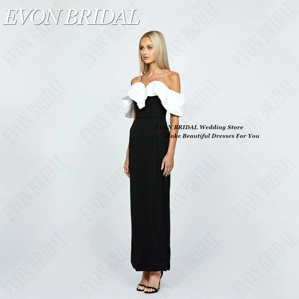 EVON-vestido De noche De satén con hombros descubiertos para Mujer, traje De sirena, Color De contraste, elegante, Formal, para FiestasVestido de noche de satén de sirena evon Bridal chaleco de contraste de pies elegan