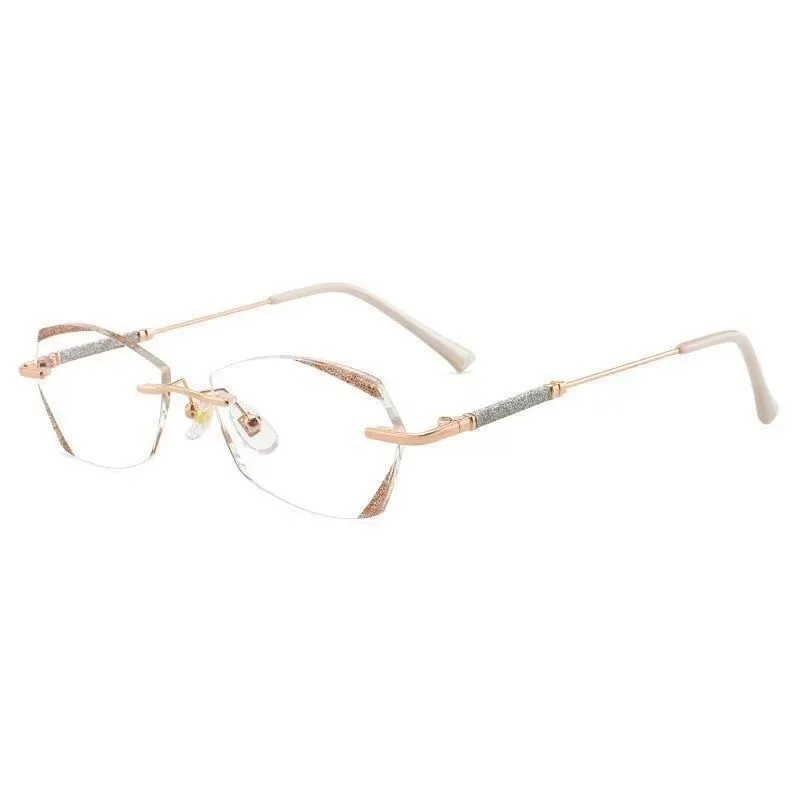 Anti-Blaulicht-Lesebrille für Damen, rahmenlos, hochauflösend, Vintage-Stil, ultraleicht, hochwertige Brille – Detail 6
