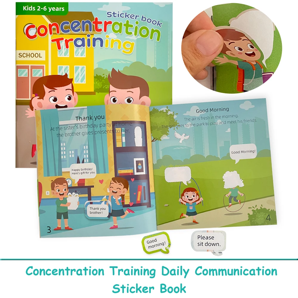 

Наклейки для тренировки концентрации, книги для детей, обучающие игрушки, дошкольные образовательные ежедневные наклейки с героями мультфильмов, английская наклейка