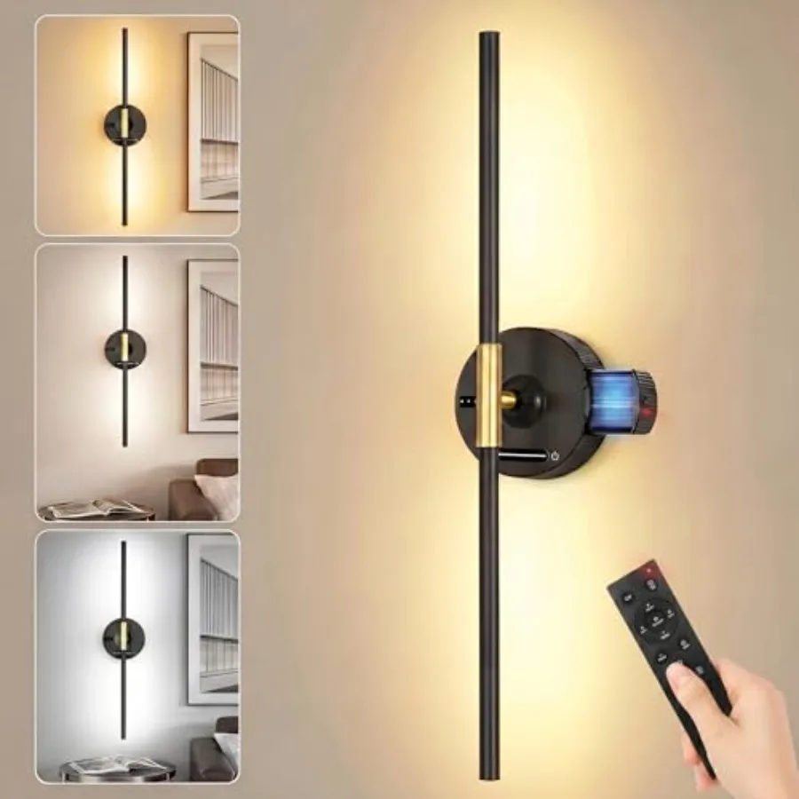 Rechargeable Wall Sconce with 8000mAh Removable Battery, Power Indicator, Remote and Touch Control, 3 Color Temperatures, Dimma