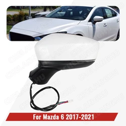 Left Side 9Pin Reversing Mirror For Mazda 6 2017 2018 2019 2020 2021 Rear Mirror Assembly White With Electric Folding Function