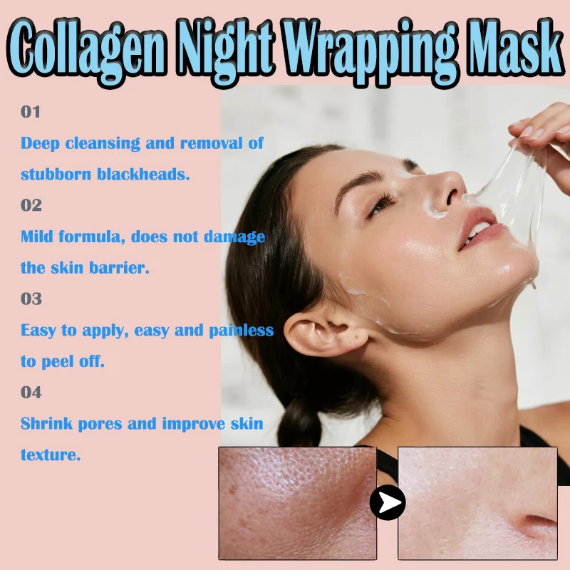 الكولاجين بين عشية وضحاها التفاف تقشر قناع الوجه مجموعة الكورية ترطيب عميق ثبات تقليص المسام الكولاجين ليلة التفاف قناع