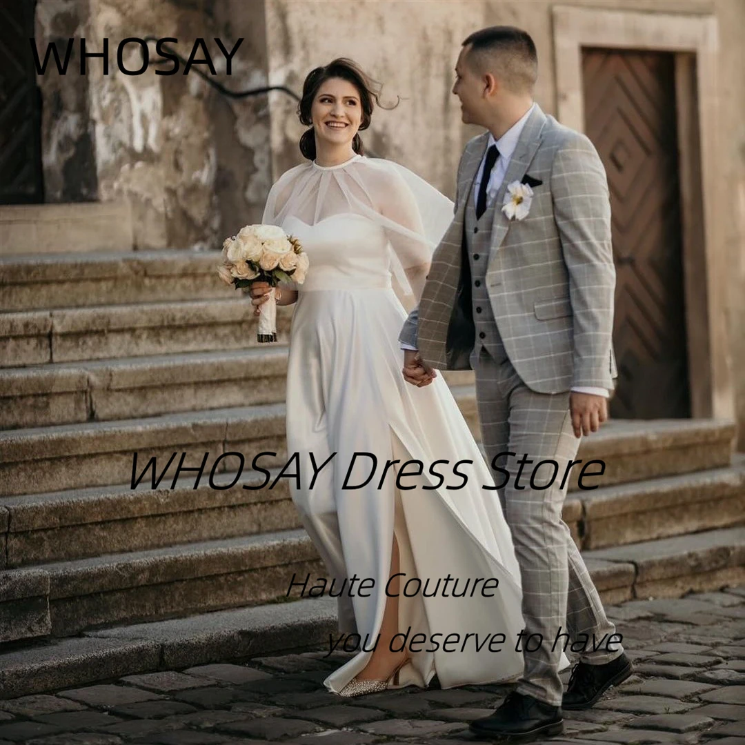 

WHOSAY Wedding Dresses Sweetheart Zipper Back Bridal Gowns with Shawls Vestidos Des Noches Side Slit Special Occasion Dress