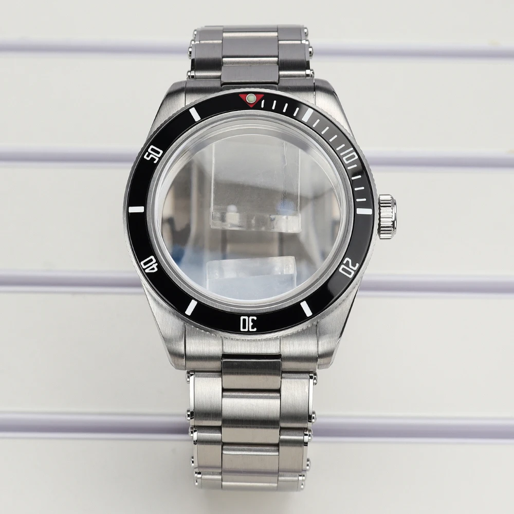 

Silver 38mm Men Watch Case 316L Stainless Steel With Strap Sapphire Glass For NH35 NH36 NH38 4R36 Automatic Movement Glass Back