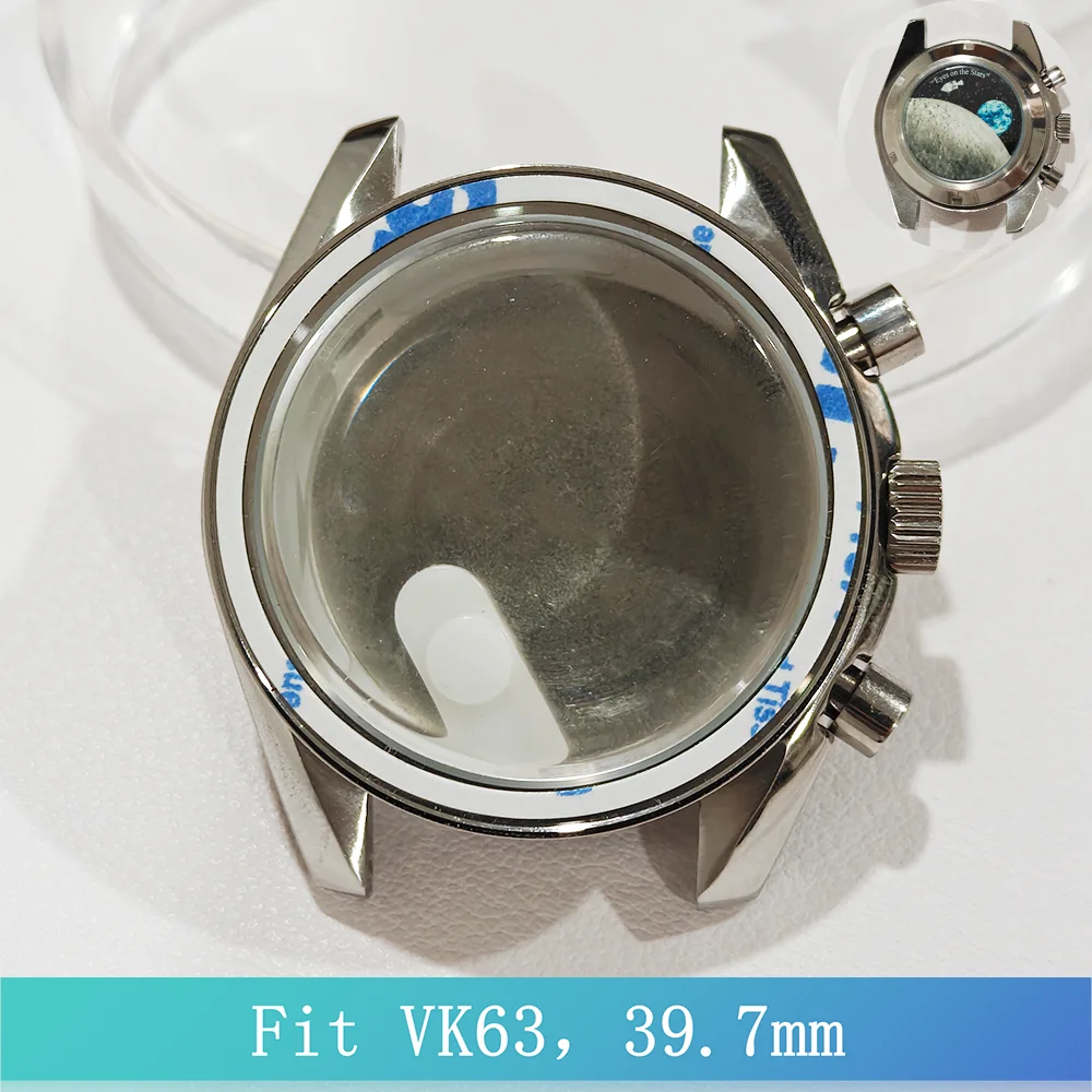 Für VK63 Gehäuse 39,7 mm Monduhr Edelstahl Metallwerk Mineralglas Uhrenzubehör Geeignet für 20 mm Armbanduhr