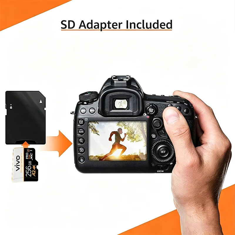 Wodoodporne karty pamięci VIVO SD, TF, Micro TF SD 256GB 128GB 1TB, odporne na błędy, do kamer samochodowych / telefonów — zdjęcie produktu 3