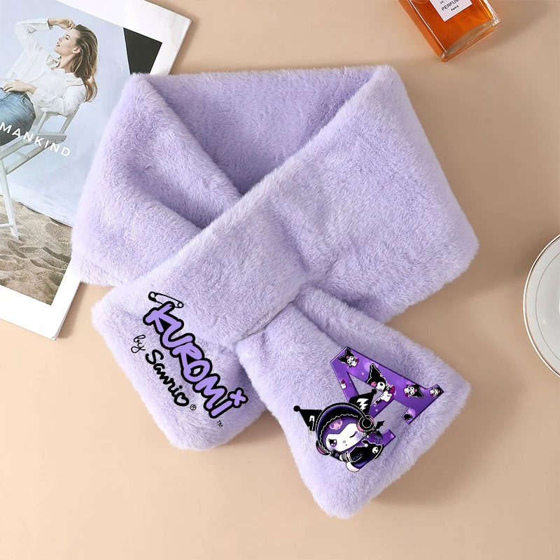 

Sanrio Kuromi Cute Scarf Girl Kawaii Winter Keep Warm Fashion Neck Scarve Children Thickened Stuffed Soft Scarf Birthday Gift