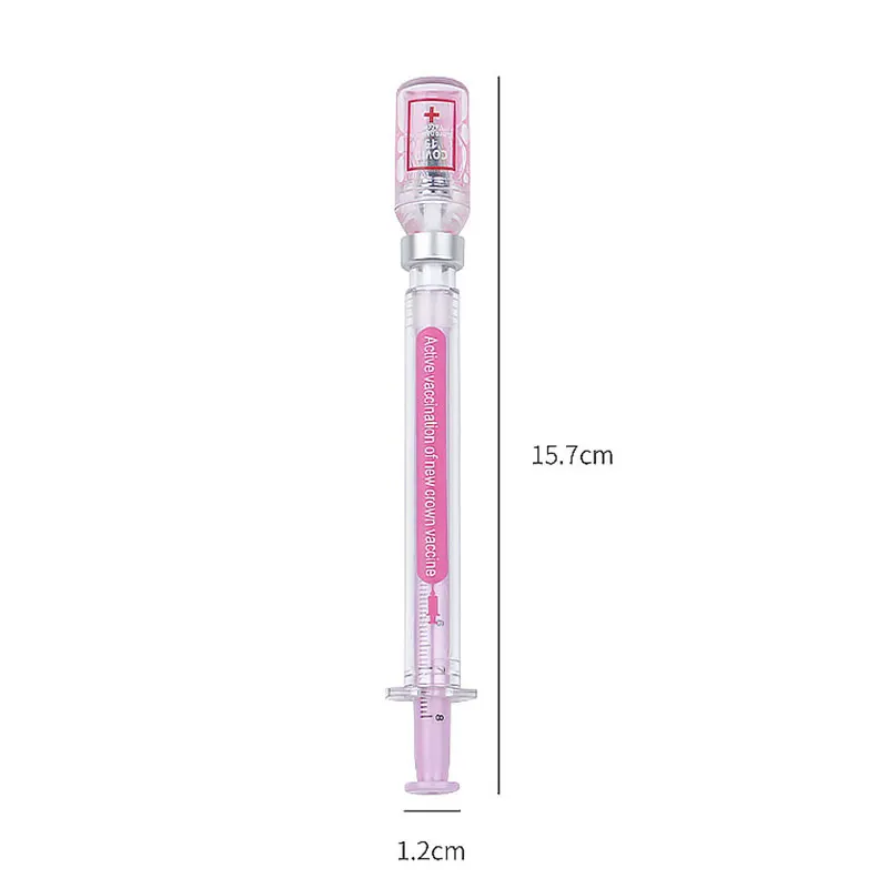 30Pcs Spuit Gel Pen Simulatie Elimineert Virus Injectie Spuit Vorm Zwarte Inkt Handtekening Pen Vaccin Pen