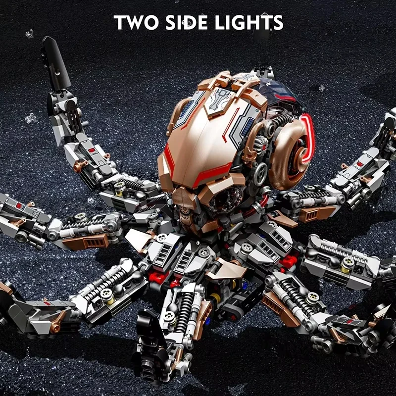 Bloques de construcción de Motor de potencia de pulpo mecánico 2025, modelo de mundo Animal, juguetes de ensamblaje para chico, regalos de Navidad y cumpleaños
