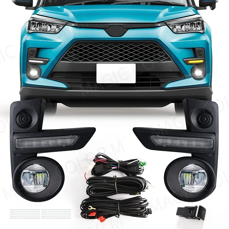 

For Toyota Raize 2020 2021 2022 Led Fog Lamps Daytime Running Light DRL Driving Daylight With Wire Switch Cover Car Accessories