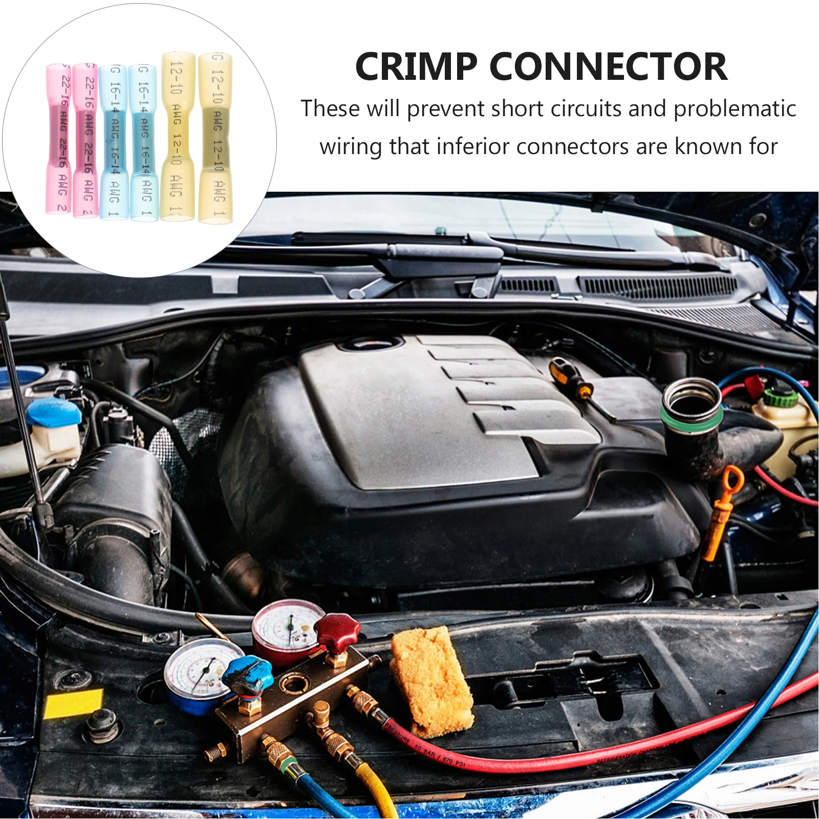 

200pcs Heat Shrink Terminal Wire Connector Crimp Waterproof Insulated Connectors Copper Barrel High Current Marine Automobile