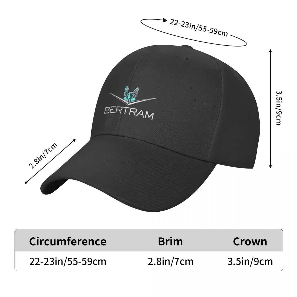 Bertram Yacht Design Printed on back Cap baseball cap designer hat Ball cap Brand man caps for men Women's image 6