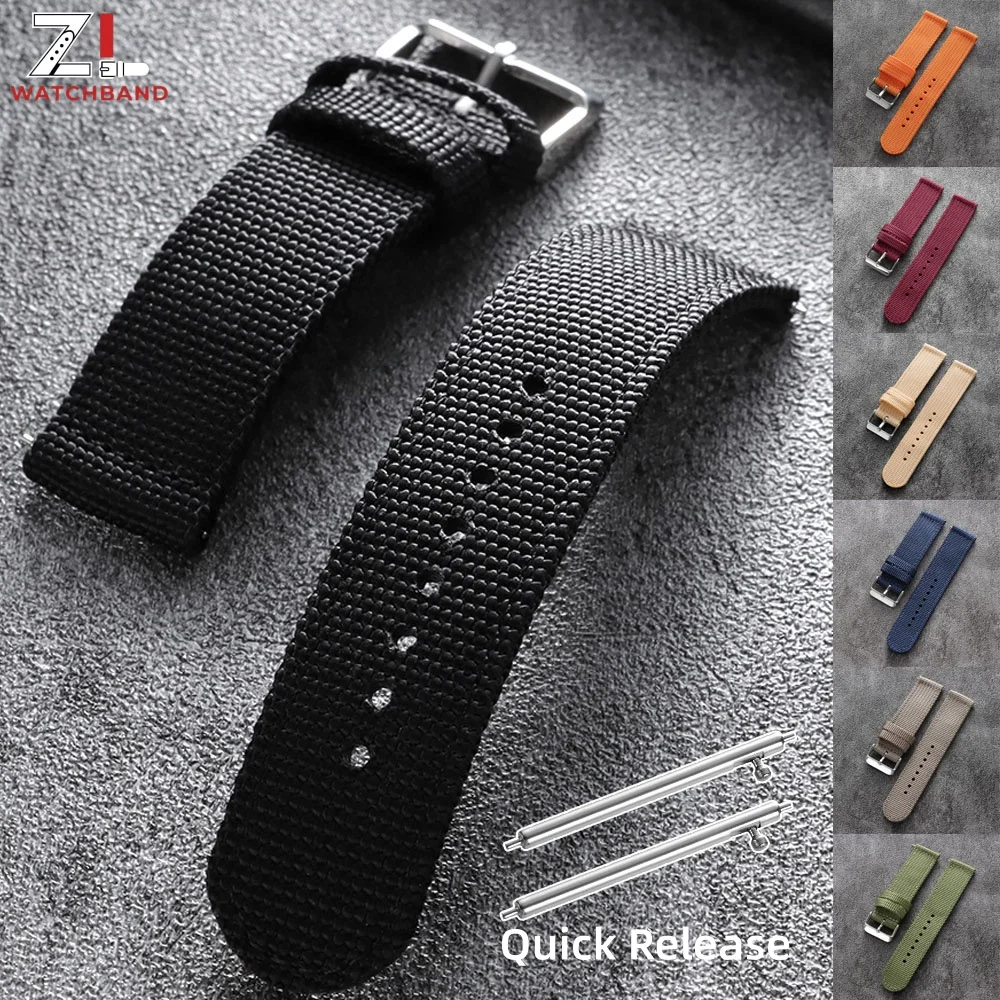 Nylon Watch Band 18/20/22/24mm for Seiko Army Military Canvas Woven Nylon Strap Quick Release Wristband Men's Sport Watch Bands