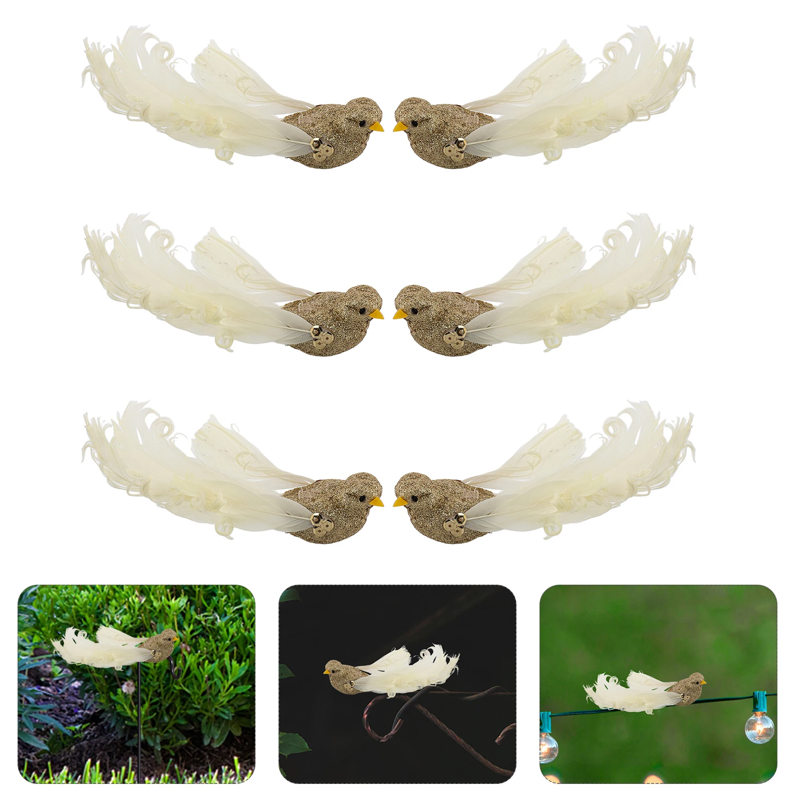 

6 Pcs Artificial Bird Home Decor Simulation Foam Birds Green Plants Ornaments