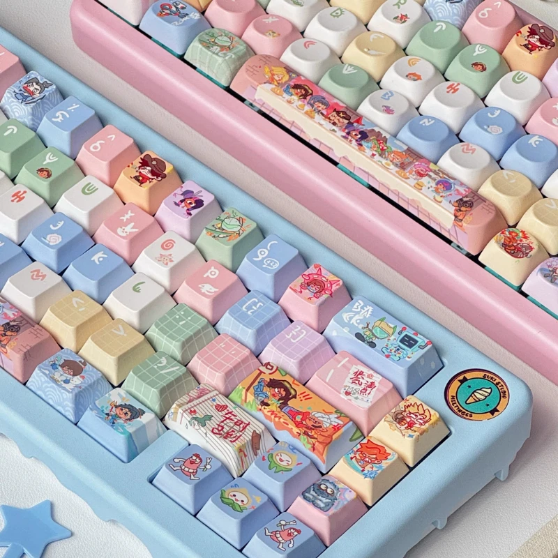 

130+ Keys Anime Keycaps OW Keycap Game Keycaps Chreey PBT Cute Key Caps for Made68 Mad68 Wooting 60 Mechanical Keyboard